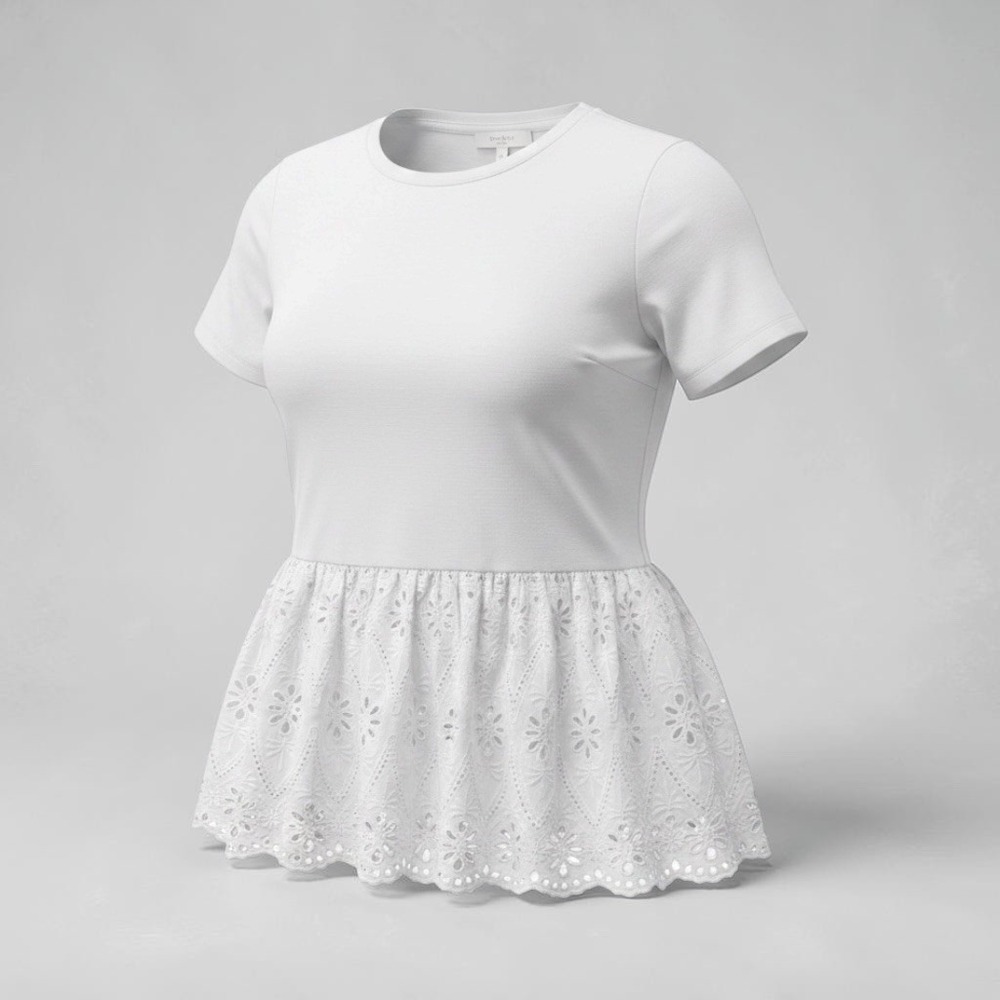 Kate Spade Broome Street Tunic XL White Floral Eyelet‎ Ruffle Hem Cottagecore